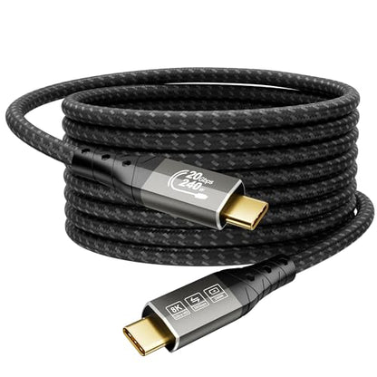 ZIKNYDO Long USB C to USB C Cable 16FT, Supports Up to 20Gbps Data Transfer, 240W Charging, 8K@30Hz, 4K@60Hz /144Hz Video Output, USBC Display Cord for Monitor, Laptop, MacBook Pro, iPad Pro (5m) - size: 16FT*1