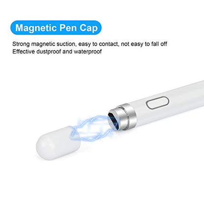 Stylus Pen for Touch Screens, Rechargeable 1.5mm Fine Point Smart Pencil Digital Active Stylus Pen Compatible with iPad and Most Tablet by NVOPERANG (White)