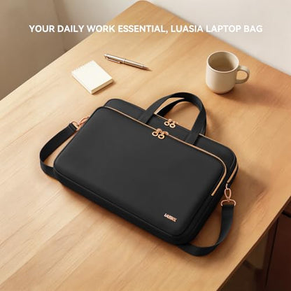 Laptop Case Bag Women Men Computer Sleeve Compatible with MacBook/Dell/HP/Acer/ASUS, Waterproof Shoulder Carrying Briefcase, Black, 14-14.5 Inch - color: Black, size: 14 inch