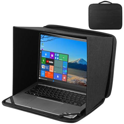 HoYiXi Universal Foldable Laptop Sun Shade & Privacy Shield - Fits 15-16 inch Laptop - Blocks Sunlight, Protects Privacy, Working Outdoor Travel,Anti - Glare,Laptop Sleeve Bag,(Patent Pending)-Black - size: 15-16 Inches