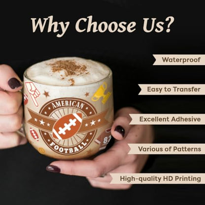 UV DTF Cup Wraps Transfer Stickers Various of Sport Balls Pattern, 10 Sheets Waterproof Custom Vinyl Transfer Sticker 16oz Coffee Glass Cup Tumbler Bottle Mug Decals for Men Women | Waterproof UV DTF Stickers, Custom Vinyl Decals for 16oz Coffee Cups Tumb