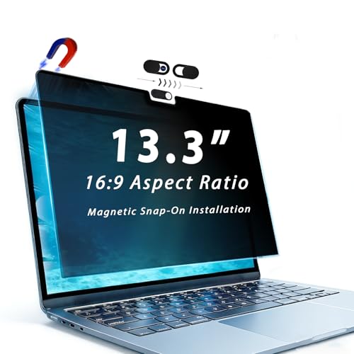 13.3 Inch 16:9 Laptop Privacy Screen, Magnetic Privacy Filter, Removable Anti-Spy Screen Protector, Universal Computer Privacy Shield for 13.3" Laptops, Compatible with Dell, HP, Lenovo, Asus (Universal 13.3” (16:9) – 11.57” × 6.50”) - size: 13.3” (16:9)