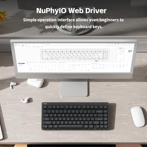 NuPhy Node75 Wireless Mechanical Keyboard, 75% Hot Swappable Custom Keyboard, 82 Keys Computer Gaming Keyboards, Supports Touch Gestures, PBT Keycaps, RGB Backlit, Bluetooth/2.4GHz/USB-C - color: Gray, size: High-Profile Red Max Switch