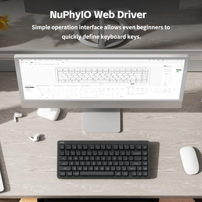NuPhy Node75 Wireless Mechanical Keyboard, 75% Hot Swappable Custom Keyboard, 82 Keys Computer Gaming Keyboards, Supports Touch Gestures, PBT Keycaps, RGB Backlit, Bluetooth/2.4GHz/USB-C - color: Gray, size: High-Profile Red Max Switch