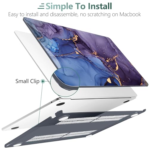 DONGKE for MacBook Air 13 Inch Case M5 2026 M4 2025 M3 M2 2024-2022 A3449 A3240 A3113 A2681, Plastic Hard Shell & Keyboard Cover & Screen Film for MacBook Air 13.6 Inch Case - Abstract Marble - color: Abstract Marble