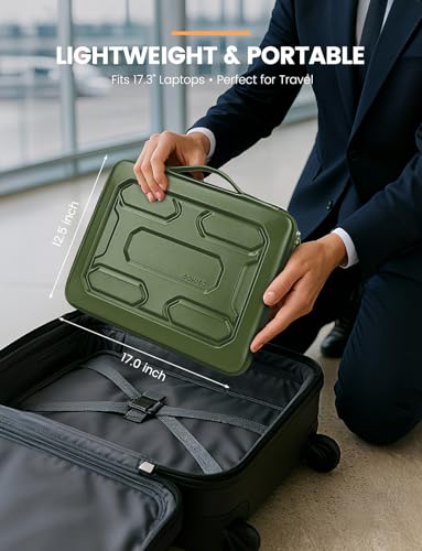 DOMISO 17 inch Laptop Sleeve with Handle Shockproof Waterproof EVA Protective Case for 17.3" ZBook Fury 17.3 G8/MSI GS73VR Stealth Pro/HP Envy 17/LG Gram 17"/ROG Strix GL702VS, Green - color: Green, size: 17.3 inch