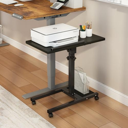 LINGMI Mobile Height Adjustable Laptop Desk with Mouse Pad, Portable Laptop Desk Rolling Tiltable Table with Small Side Table for Couch,Rolling Computer Stand - color: Dekuwood Black