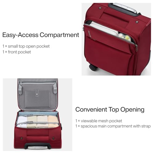 Hanke 16 Inch Underseat Carry On Luggage with Spinner Wheels Airline Approved, Small Rolling Suitcase Softside Underseater Lightweight TSA Travel Roller Suitcase Carry-On Bag(Burgundy) - color: Burgundy, size: 16 Inch Underseat