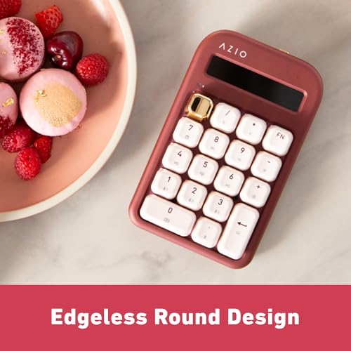 AZIO IZO Wireless Mechanical Calculator & Number Pad (Red/Gold) - Bluetooth 5.0 & USB, Gateron-Blue Mechanical Switch, 9 Backlight Modes, Rechargeable, PC & Mac Compatible, Baroque Rose (IN106) - color: Baroque Rose