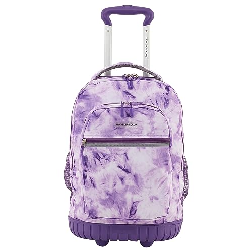 Travelers Club 20" Rolling Backpack with Laptop Compartment, Tie Dye - color: Purple Tie, size: 20 Inch