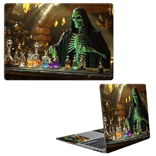 Laptop Skin Sticker Decal, Universal Protective Cover Fit 12 13 14 15.6 Inch Notebook, Reusable Water-Resistant Vinyl Decal w/ 2 Wrist Pads for Business Travel Office, Experimental Skull - color: Experimental Skull