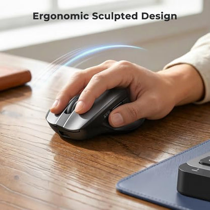 MEETION Wireless Keyboard and Mouse Combo, Rechargeable, Full Size - Gray | Dual Bluetooth and USB connectivity, ergonomic mouse with 4 adjustable DPI, compatible with Windows, Mac, PC, laptop and iPad - color: Full Size Black