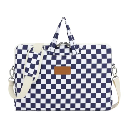 canvaslife Waterproof Pattern Resistant Laptop Shoulder Messenger Bag for Pro 16 inch and 15.6 inch-16 inch Laptop (Deep blue Checker) - color: Deep Blue Checker, size: 15 inch/15.6 inch