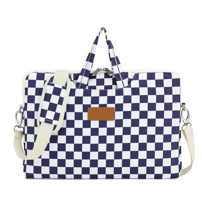 canvaslife Waterproof Pattern Resistant Laptop Shoulder Messenger Bag for Pro 16 inch and 15.6 inch-16 inch Laptop (Deep blue Checker) - color: Deep Blue Checker, size: 15 inch/15.6 inch