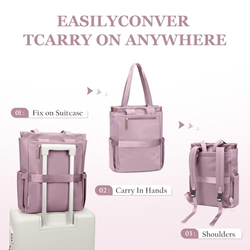 GOLF SUPAGS Convertible Laptop Backpack for Women Casual Daypack Notebook Tote Bag for Work College Travel Leisure (Pinkish Purple) - color: Pinkish Purple