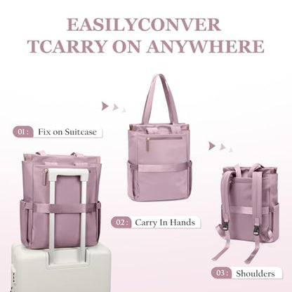 GOLF SUPAGS Convertible Laptop Backpack for Women Casual Daypack Notebook Tote Bag for Work College Travel Leisure (Pinkish Purple) - color: Pinkish Purple