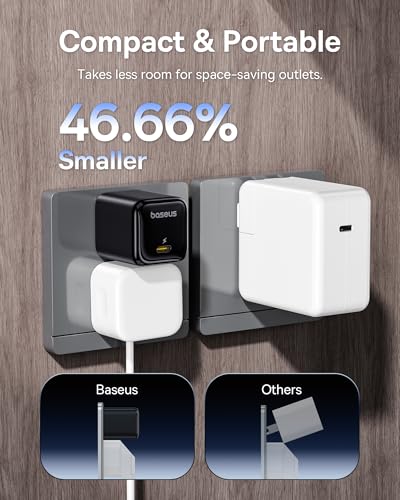 Baseus 45W USB C Charger Block, 2 Pack Fast Charger with USB-C Cable | USB C Brick Fast Charging Block for iPhone 17/16/15 Series, iPad, Galaxy S24 Ultra and More Series - style: 45W 2Pack Black