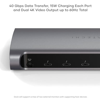 Satechi 11-in-1 Thunderbolt 4 Dock, 2X 4K/60Hz Displays, 3 USB-A 3.2 | 100W charging, 3 Thunderbolt, 3 USB-A 3.2, USB-A 2.0 ports, SD card reader, for MacBook Air/Pro, Mac, Windows