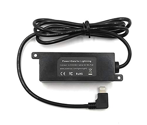 PoE Texas Ethernet to Lightning Adapter - 12 Watt Power and Data for iPad Tablets, iPhone - 802.3af PoE Splitter for POS, Kiosks, Digital Signage - Extends Power and Data Up to 328 Feet - size: 5 Volt 12 Watt - Lightning + Data
