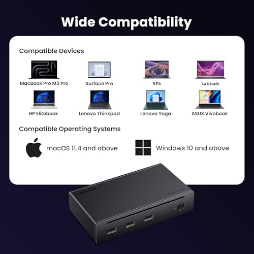 UGREEN 8-in-1 Thunderbolt 4 Docking Station, Dual 4K@60Hz, 3xTBT4, 40Gbps | Dual 4K/ Single 8K Display, 85W Charging, Gigabit Ethernet, 3xUSB A 10Gbps, Dock for Mac M1/M2/M3/M4 Pro/Max, Revodok Max 208