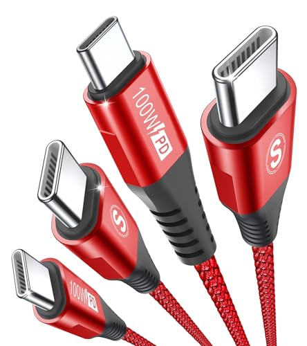 sweguard USB C to USB C Charger Cable 100W [3.3ft, 2-Pack] iPhone 17 Charger Cord for iPhone 17 16 15 Pro Max Plus,MacBook,iPad Pro Air Mini,Samsung Galaxy S26 S25 S24 S23 S22 S21,A55 A15,Moto Pixel | sweguard Type C Charger Cord for iPhone 17 16 15 Pro M
