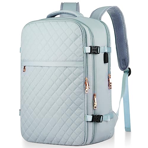 Large Travel Backpack Women, Flight Approved Carry On Backpack, Water Resistant Anti-Theft Large Casual Daypack Fit 17 Inch Laptop with USB Charging Port, Blue - color: Blue, size: 17.3 inch