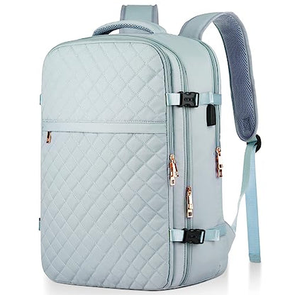 Large Travel Backpack Women, Flight Approved Carry On Backpack, Water Resistant Anti-Theft Large Casual Daypack Fit 17 Inch Laptop with USB Charging Port, Blue - color: Blue, size: 17.3 inch