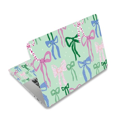 12 12.1 13 13.3 14 15 15.4 15.6 in Skin Laptop Sticker Decal, Netbook Skins for Notebook PC, Universal Vinyl Laptop Decor Cover for Women Girls, Waterproof Art Protector I Green Pink Bows - color: Green Pink Bows