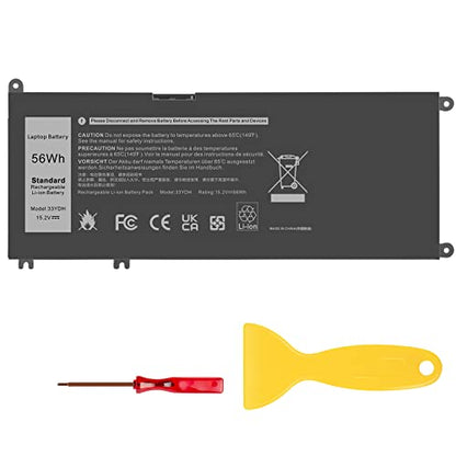 Futurebatt 33YDH Laptop Battery for Dell Inspiron 17 7000 7778 7779 7786 7773 15 7577 G3 3579 3779 G5 5587 G7 7588 Latitude 13 3380 14 3490 15 3590 3580 PVHT1 P30E 81PF3 081PF3 Vostro 15 7580 7570 - size: 33YDH 10.83*5.12*0.73 in