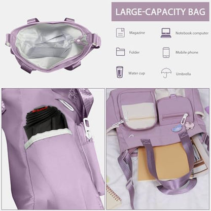 Women's Messenger Bag - Professional Crossbody Work Satchel Stylish Office Purse for Business Travel & Commuting - color: Purple