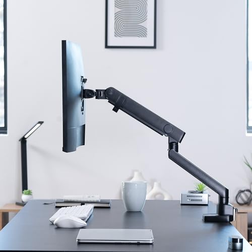 VIVO Premium Aluminum Full Motion Single Ultrawide Monitor Desk Mount Stand with Lift Engine Arm, Fits Screens up to 40 inches, STAND-V101BB - size: Single monitor, style: Standard