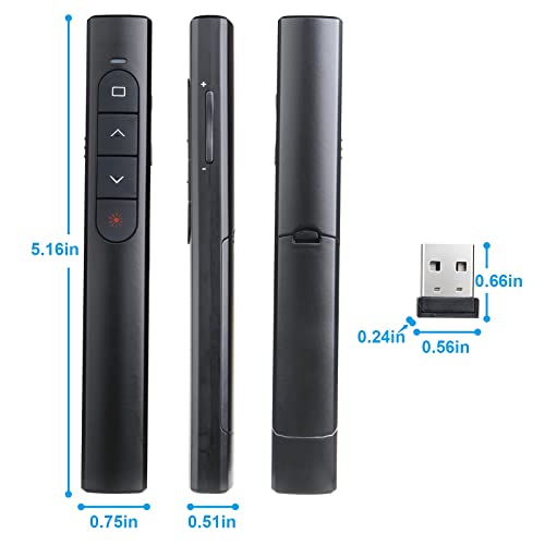 Presentation Clicker with Case,Wireless Presenter Remote with Laser Pointer Hyperlink & Volume Remote Control PowerPoint Office Presentation Clicker for Keynote/PPT/Mac/PC/Laptop(Battery Included) - style: Black & Case