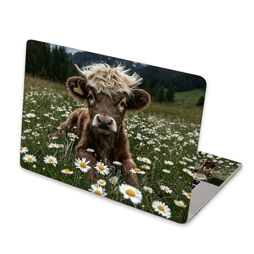 Universal Laptop Skin Sticker for 12/13/14/15.6 Inch Laptops, Reusable Vinyl Laptop Decal Cover, Waterproof Scratch Resistant Notebook Skin with 2 Wrist Pads,Highland Calf - color: Highland Calf