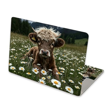 Universal Laptop Skin Sticker for 12/13/14/15.6 Inch Laptops, Reusable Vinyl Laptop Decal Cover, Waterproof Scratch Resistant Notebook Skin with 2 Wrist Pads,Highland Calf - color: Highland Calf