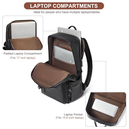Shrrie Vegan Leather Laptop Backpack for Women,17 Inch Computer Backpack Purse for Work Business College Travel Teacher Nurse with Anti-theft Pocket & Giant Tumbler Holder Pocket,Black - color: Black