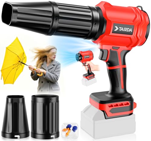 Cordless Leaf Blower Compatible for Milwaukee 18V Battery(NO Battery), Mini Turbo Jet Blower with 2 Nozzles, Lightweight & One-Hand Use, for Patio Garage Yard Cleaning Car Dryer(Tool Only) - color: Red