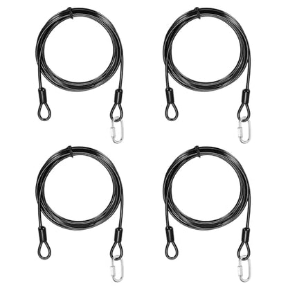 PATIKIL Security Cable Lock (5/32" Dia 6.6ft, Black)(4 Set) Vinyl Coated 304 Stainless Steel Double Loop Flexible Wire Rope Safety Cable with Quick Links Locking Connectors - color: Black, size: 6.6ft x 5/32"