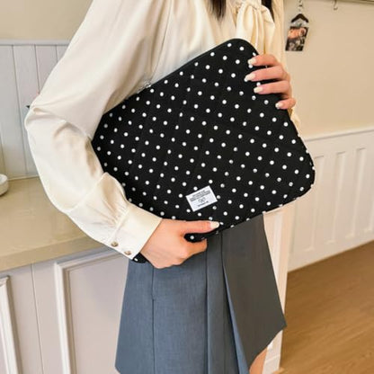 Cute Bow Puffy Laptop Sleeve 13-15 Inch Cute Quilted Laptop Protective Case Padded Bow Computer Sleeve for MacBook (Polka dots Purple, 13inch) - color: polka dots purple, size: 13inch