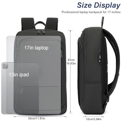 AUGUR Slim Laptop Backpack With 15.6 Inch Sleeve Professional Notebooks Bag Case Laptop Backpack Men Fit Travel/Business/Work - color: 17 Inch Black