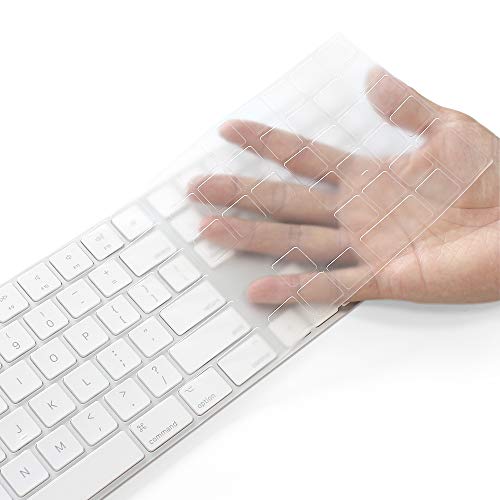 ProElife Keyboard Cover Skin for 2018-2017 Apple Magic Keyboard with Numeric Keypad A1843 US Enter MQ052LL/A Wireless Bluetooth Keyboard Ultra Thin Full Size TPU Protector, 0.13 mm, Transparent Clear | Clear, US Enter, Ultra Thin (0.13 mm), Full Size TPU