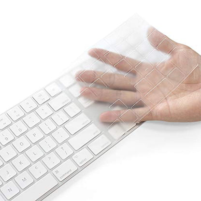 ProElife Keyboard Cover Skin for 2018-2017 Apple Magic Keyboard with Numeric Keypad A1843 US Enter MQ052LL/A Wireless Bluetooth Keyboard Ultra Thin Full Size TPU Protector, 0.13 mm, Transparent Clear | Clear, US Enter, Ultra Thin (0.13 mm), Full Size TPU
