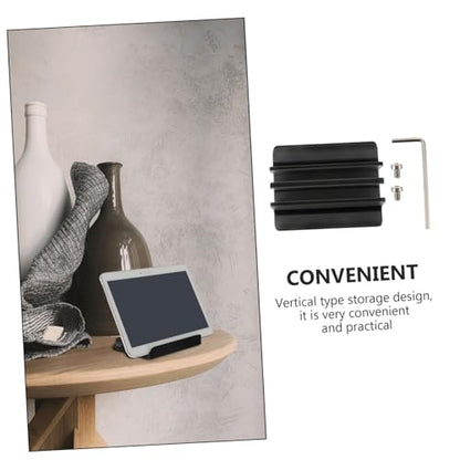 Toddmomy Aluminum Alloy Vertical Laptop and Tablet Stand Compact Desktop Rack Holder for Office and Home Use, Portable Black Dual-Slot Organizer Compatible with Notebooks