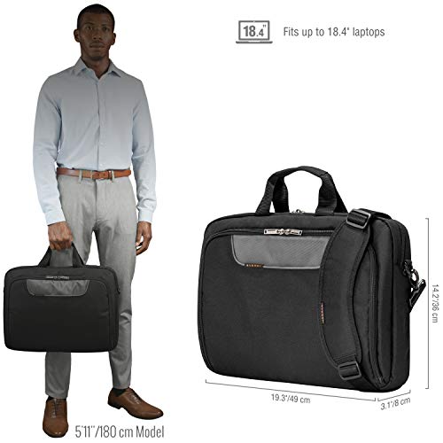 EVERKI Advance Laptop Briefcase 18.4 Inch - Business Briefcase for Men & Women, Ideal Lap Top Computer Bag for Travel, Heavy Duty Laptop Bag, Lap Top Messenger Carrying Case, (EKB407NCH18) Black - size: 18.4-Inch