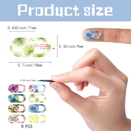 8Pcs 8 Styles Camera Cover Slide Flowers Pattern 0.03 Inch Phone Front Camera Blocker for Mini PC Desktop Computer Tablet Notebook Plastic Durable Privacy Protectors for Home Office Use - color: Flower-3