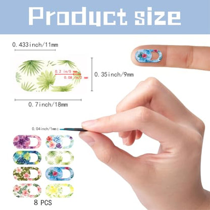 8Pcs 8 Styles Camera Cover Slide Flowers Pattern 0.03 Inch Phone Front Camera Blocker for Mini PC Desktop Computer Tablet Notebook Plastic Durable Privacy Protectors for Home Office Use - color: Flower-3