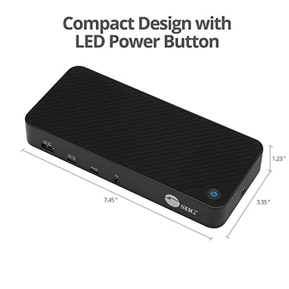 SIIG DisplayLink USB-C Dock, Triple 4K60Hz, 100W PD, JU-DK0P11-S1 | Run three 4K60Hz displays or one 5K60Hz display through DisplayLink; 100W PD, USB and Gigabit Ethernet expand laptops. - style: Triple 4K Display