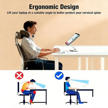 360° Rotating Metal Pad/Tablet Stand, Foldable Height Adjustable Desktop Holder for 4-13 Inch Pad/Tablet Home Office - color: Silver