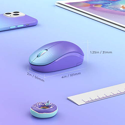 seenda Wireless Mouse, 2.4G Noiseless Mouse with USB Receiver Portable Computer Mice for PC, Tablet, Laptop, Notebook Chromebook - Gradient Purple - color: Gradient Purple