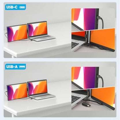 14.1-inch 2K Portable Dual Laptop Monitor Extender (with USB Docking Station) 2240x1400 QHD IPS Foldable Plug and Play Travel Home Office Second Screen Compatible with HDMI,USB-A and USB-C - style: 1*14.1" 2K