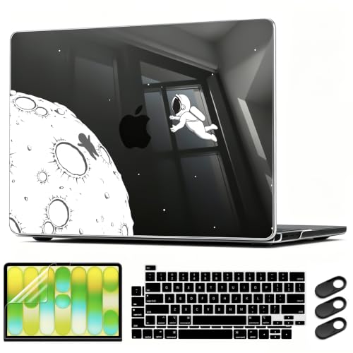 CISSOOK Black Astronaut Case Compatible with MacBook Pro 13 Inch 2020-2025 | 4in1 Set Plastic Hard Shell with Keyboard Cover for MacBook Pro 13 M2 M1 with Touch Bar A2338 A2251 A2289 - color: Pro13inch-Astronaut